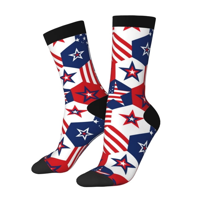 Balery American Stars2 Calcetas Largas con Estampado para Hombre y Mujer – Suaves y Transpirables, Talla Única (US 5-11)