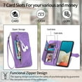 thumbnail image 4 of Tarise for Samsung A53 5G Wallet Case for Men Women, Galaxy A53 5G Cover, Embossed PU Leather Magnet Buckle Card Slots Zipper Pocket Lanyard Wrist Strap Handbag All-inclusive Protective Case, Purple, 4 of 8