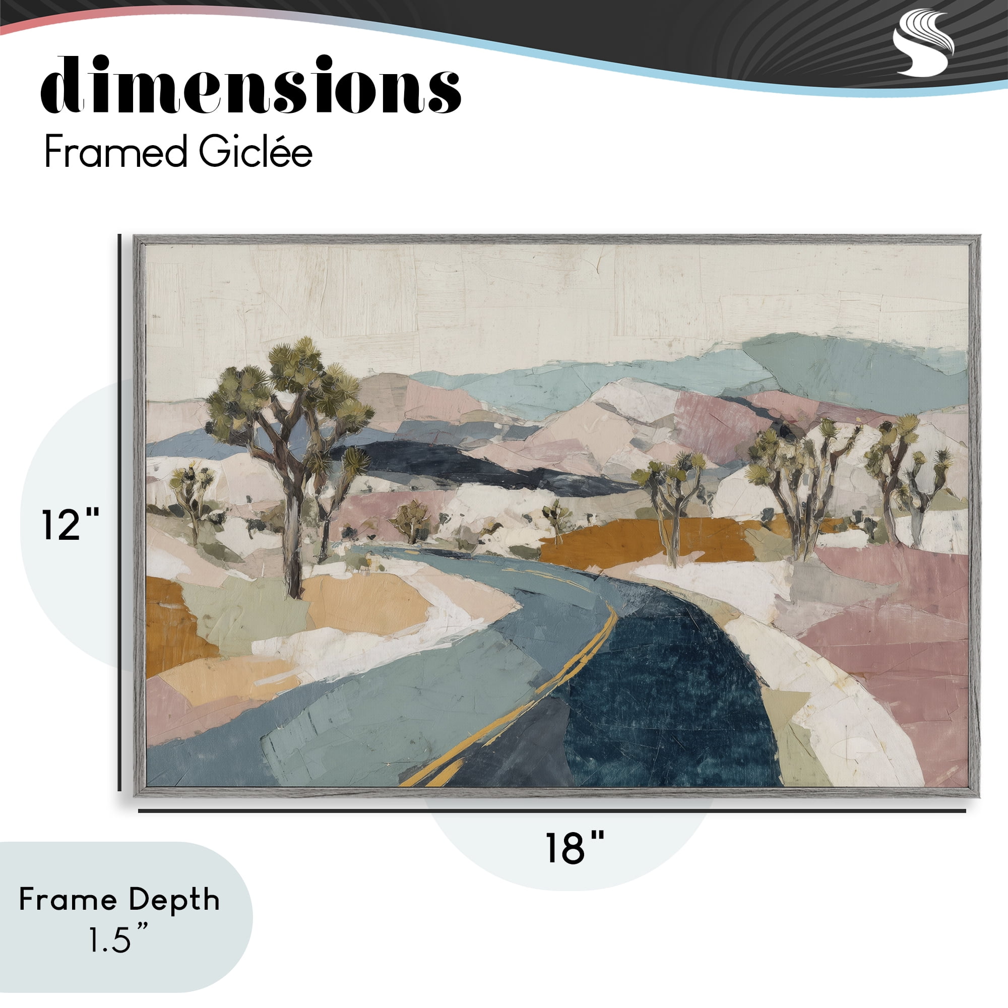 Stupell Industries Desert Highway Through Joshua Trees Gray Framed Giclee Art, design by Chromatic Storm Studio
