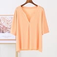 thumbnail image 2 of Timegard Womens Pajamas Tops V-Neck Short Sleeve Loose Soft Sleepwear Casual Loose Workout Shirts Blouse, 2 of 2
