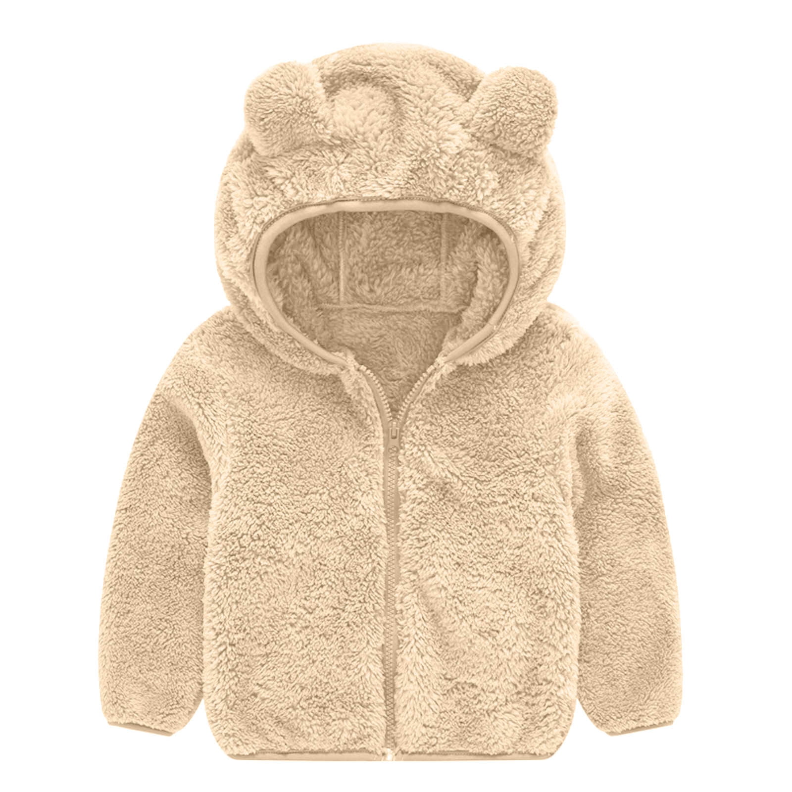 Children s Jacket Winter Thermal Cute Bear Ears Hoodie Coat Toddler Boys Girls Solid Color Plush Baby Clothing