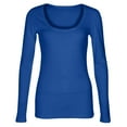 thumbnail image 3 of TINZ Womens Long Sleeve Neck Ribbed Knit Fitted Casual Tops Tee Slim Basic Shirts Athletic Tops for Women Loose Fit Women Compression Shirts Long Sleeve Compression Long Sleeve Women, 3 of 4