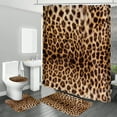thumbnail image 5 of Hadint 4Pcs Brown Leopard Print Pattern Shower Curtain Set, Shower Curtain and Rug Set, 12 Pcs Hooks, 71inx71in, 5 of 11