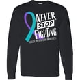 thumbnail image 3 of Inktastic Never Stop Fighting Suicide Prevention Awareness Ribbon Long Sleeve T-Shirt, 3 of 5