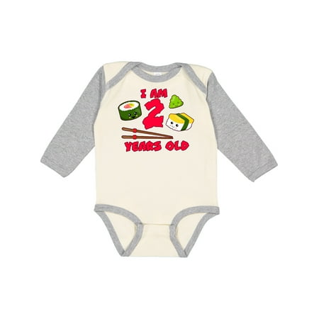 

Inktastic I am 2 years old with Sushi Birthday Gift Baby Boy or Baby Girl Long Sleeve Bodysuit