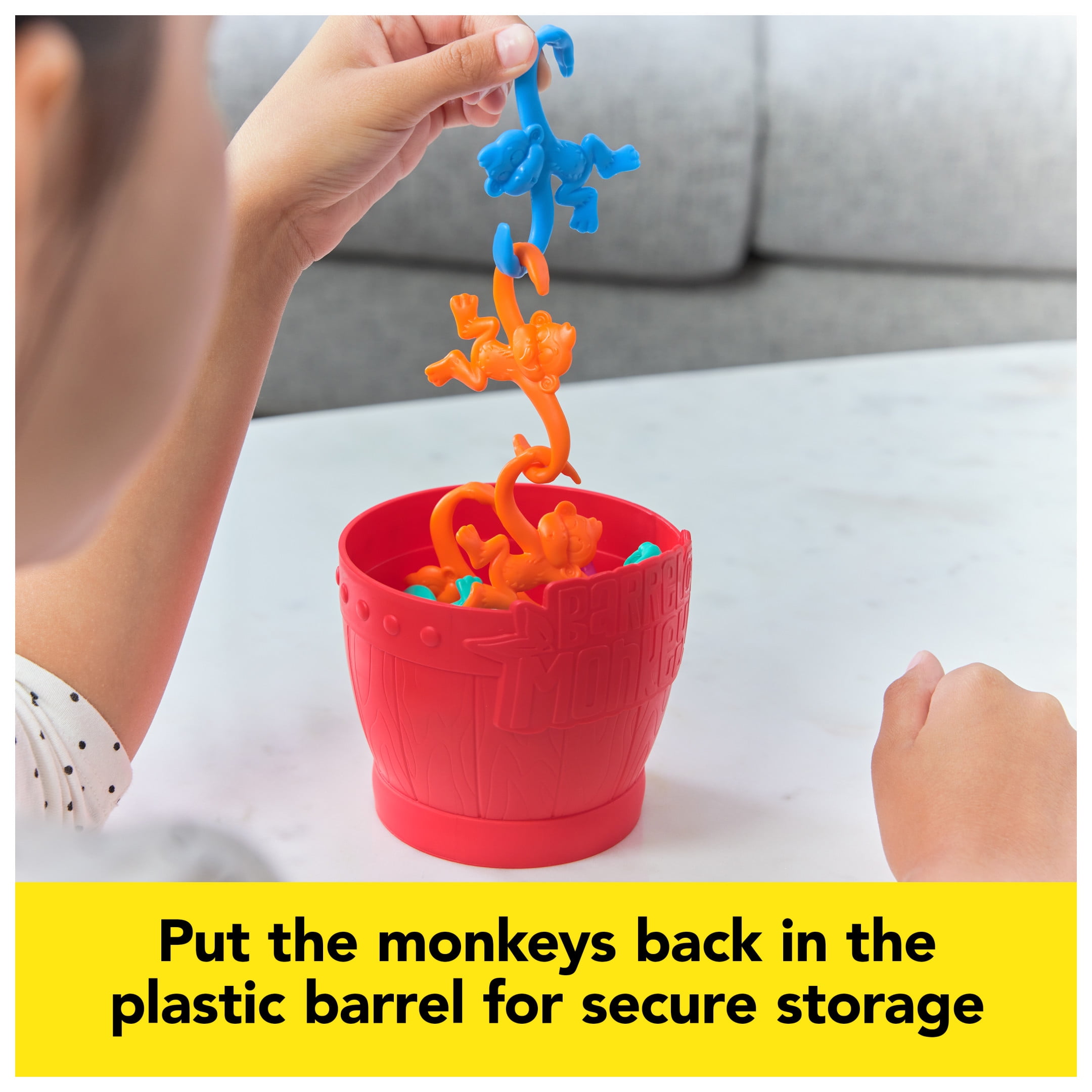Spin Master Games, Barrel of Monkeys, New Look for the Classic Linking Family Game, Easy Activity Toy for Preschoolers, for Kids & Family, 2-10 Players, For Ages 3 & Up