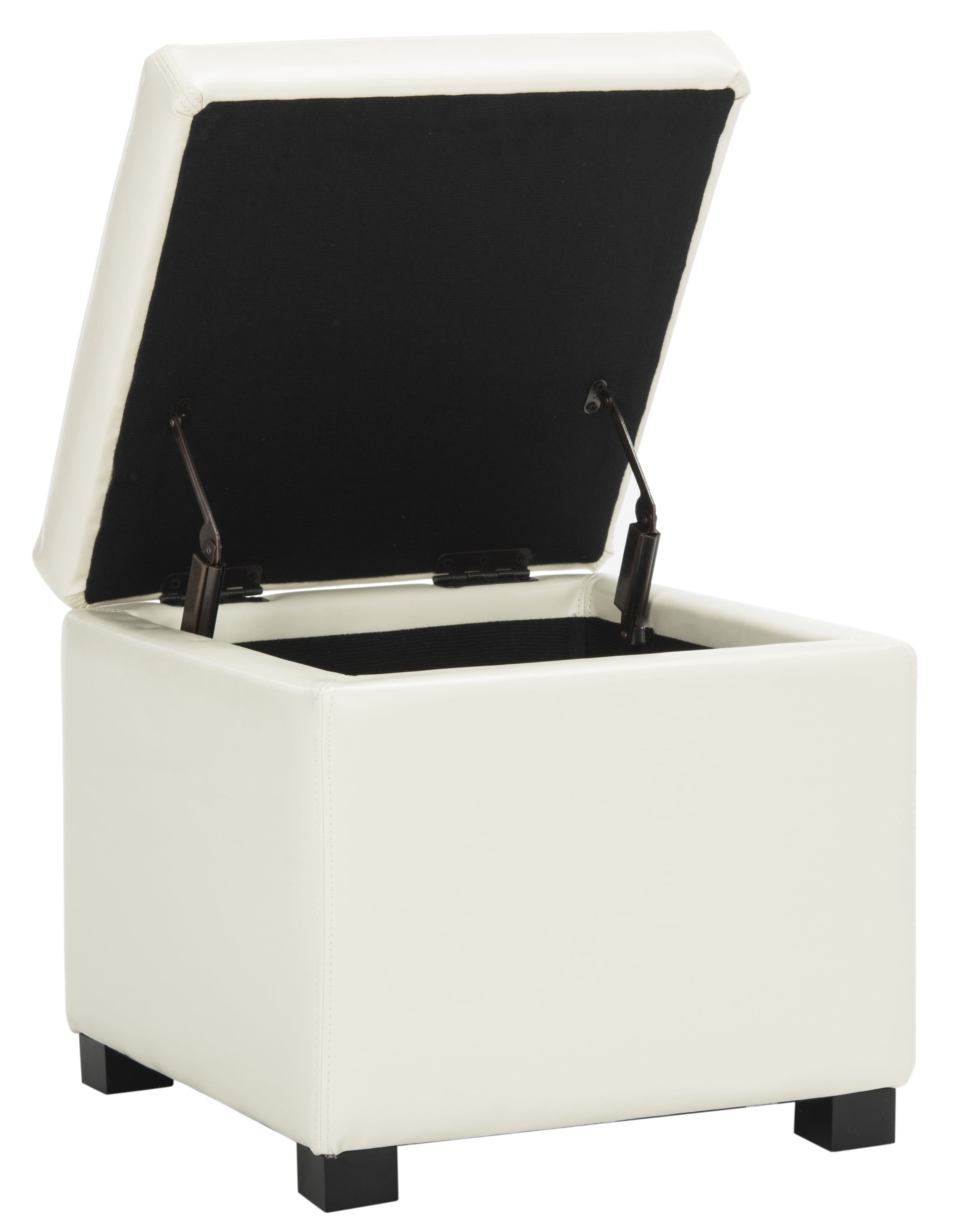 SAFAVIEH Jonathan Modern Glam Single Upholstered Flip Top Ottoman, Off-White