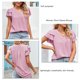 thumbnail image 5 of Camiseta de manga corta para mujer, cuello en V, manga con volantes, informal, cómoda, Top de verano para uso diario, Rosa M, 5 of 6