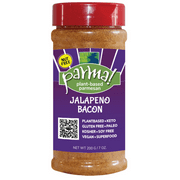 Parma! Plant-Based Parmesan Jalapeno Bacon Cheezy Burst! Superfood Cheesey Cheezy Burst eat on popcorn salad veggies Keto Gluten Free Kosher Gluten Free Dairy Free Umami Cheese – one 7oz bottle