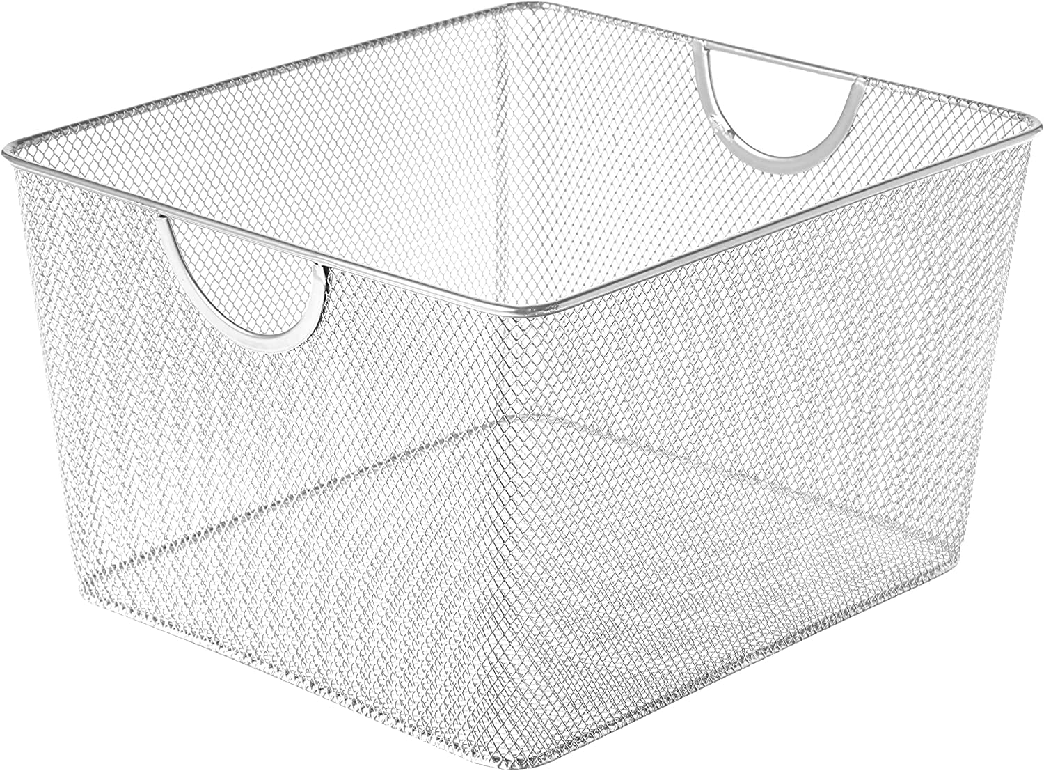 YBM Home Mesh Open Storage Basket 10” x 9” x 6”, Pack of 1, Silver