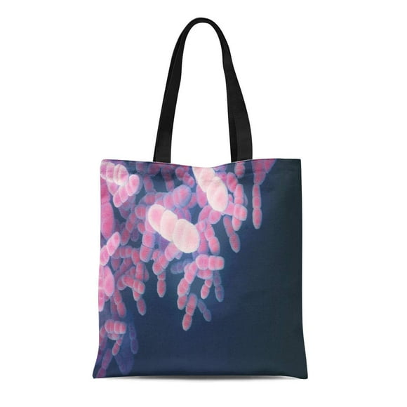 POGLIP Canvas Tote Bag Abstract Germs Microorganism Cells Under Microscope Fast Multiplication Durable Reusable Shopping Shoulder Grocery Bag
