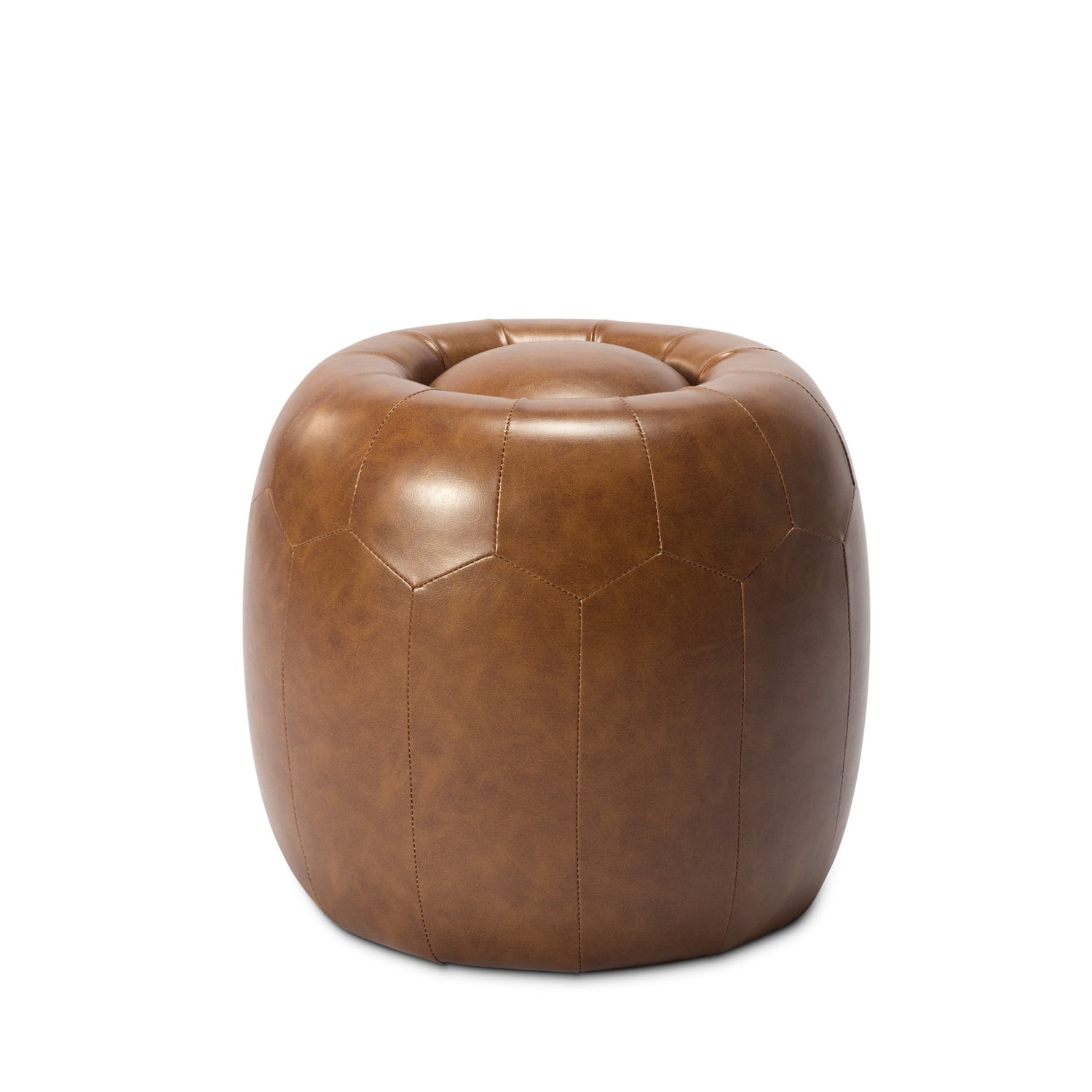 Kadyn 17.3" Round Ottoman, Small Step Stool for Couch, Desk, Modern PU Upholstered Footstool for Living Room, Brown Kadyn 17.3" Round Ottoman, Small Step Stool for Couch, Desk, Modern PU Upholstered Footstool for Living Room, Brown