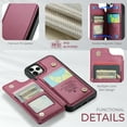 thumbnail image 6 of Feishell for iPhone 16 Pro Case with Card Holder, Wallet Case for Women Men with RFID Blocking, Durable PU Leather Kickstand Magnetic Clasp Shockproof Phone Case,Winered, 6 of 9
