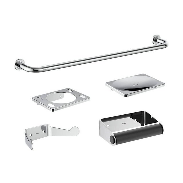 Juego de 5 Accesorios Metálicos para Baño con Kit de Instalación, Cromo, Primo Esencial, IUSA