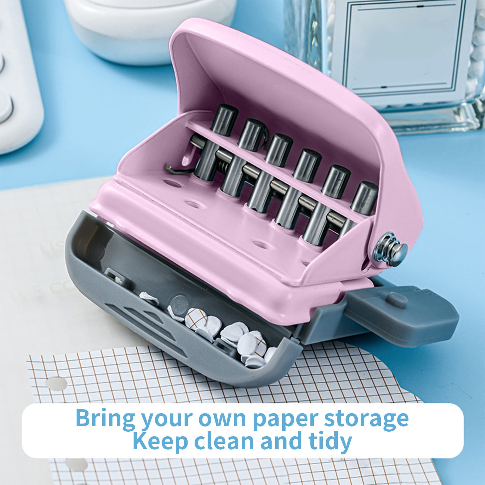 Specollect Clearance 5Pcs 6 Hole Punch, Loose Leaf Paper Puncher for A4/A5/B5 Size, Portable Handheld Metal Circle Punch Paper Puncher