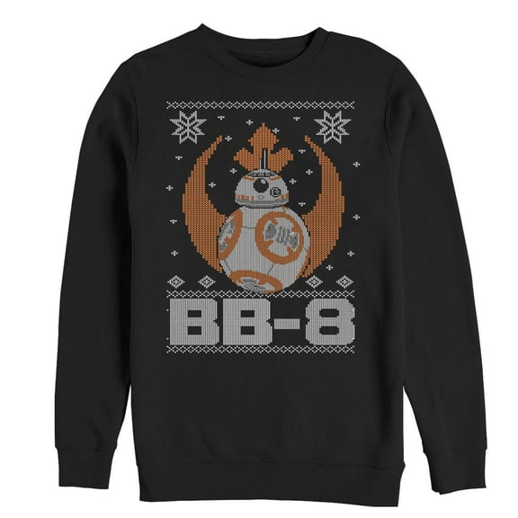 Men's Star Wars The Force Awakens Ugly Christmas BB-8 Snow  Sweatshirt Black 2X Large