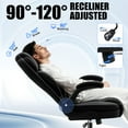 thumbnail image 5 of Dhole Ergonomic High-Back PU Leather Office Chair with 120° Recline & Flip-Up Arms - Home Office Desk Chair for Work, Study, Gaming, 300LBS Capacity (Black), 5 of 8