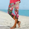 thumbnail image 2 of successthop Womens Leggings High Waisted Slim Plus Size Loose Capri Pants Bottoms Floral Lightweight Summer Capris 2XL, 2 of 5