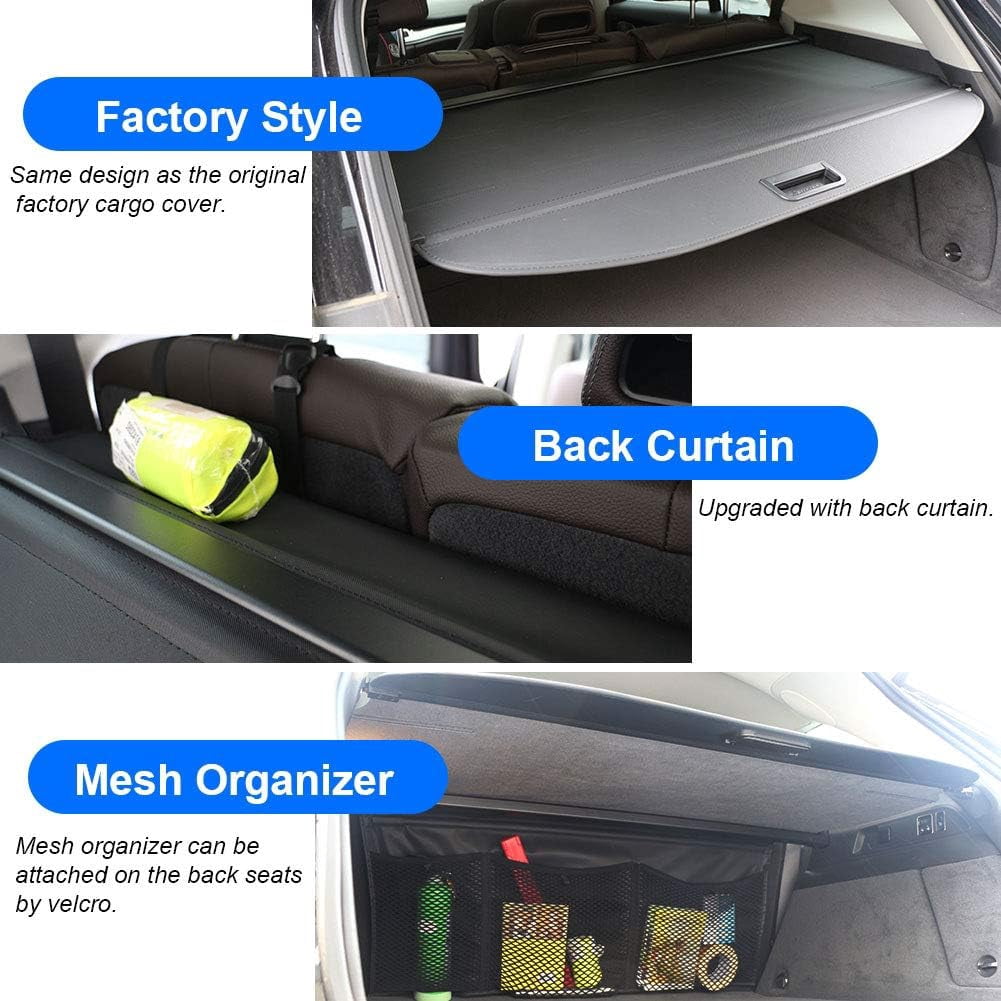 WFLNHB Trunk Cargo Luggage Security Shade Cover Shield Black - View #5