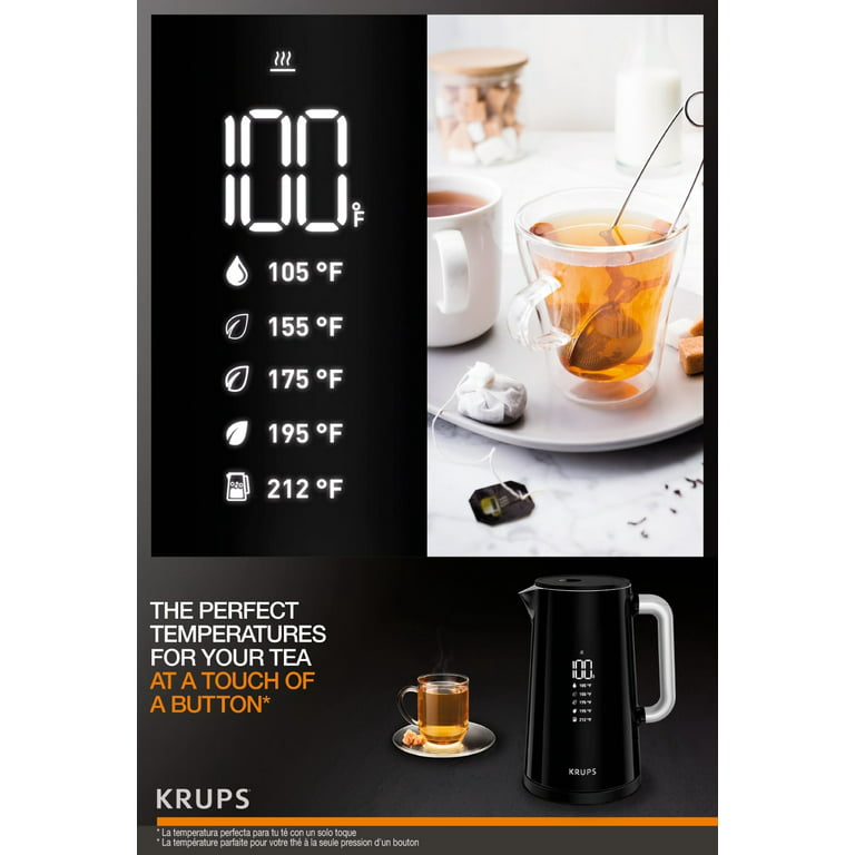 Krups BW801852 Smart Temp Digital Kettle Full Stainless Interior and Safety
