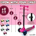 thumbnail image 2 of 3-Wheel Foldable Kids Scooter - Child Toy Scooter with Built-in LED Wheel Lights, and Easy Maneuvering Lean-to-Steer Technology (Pink), 2 of 4