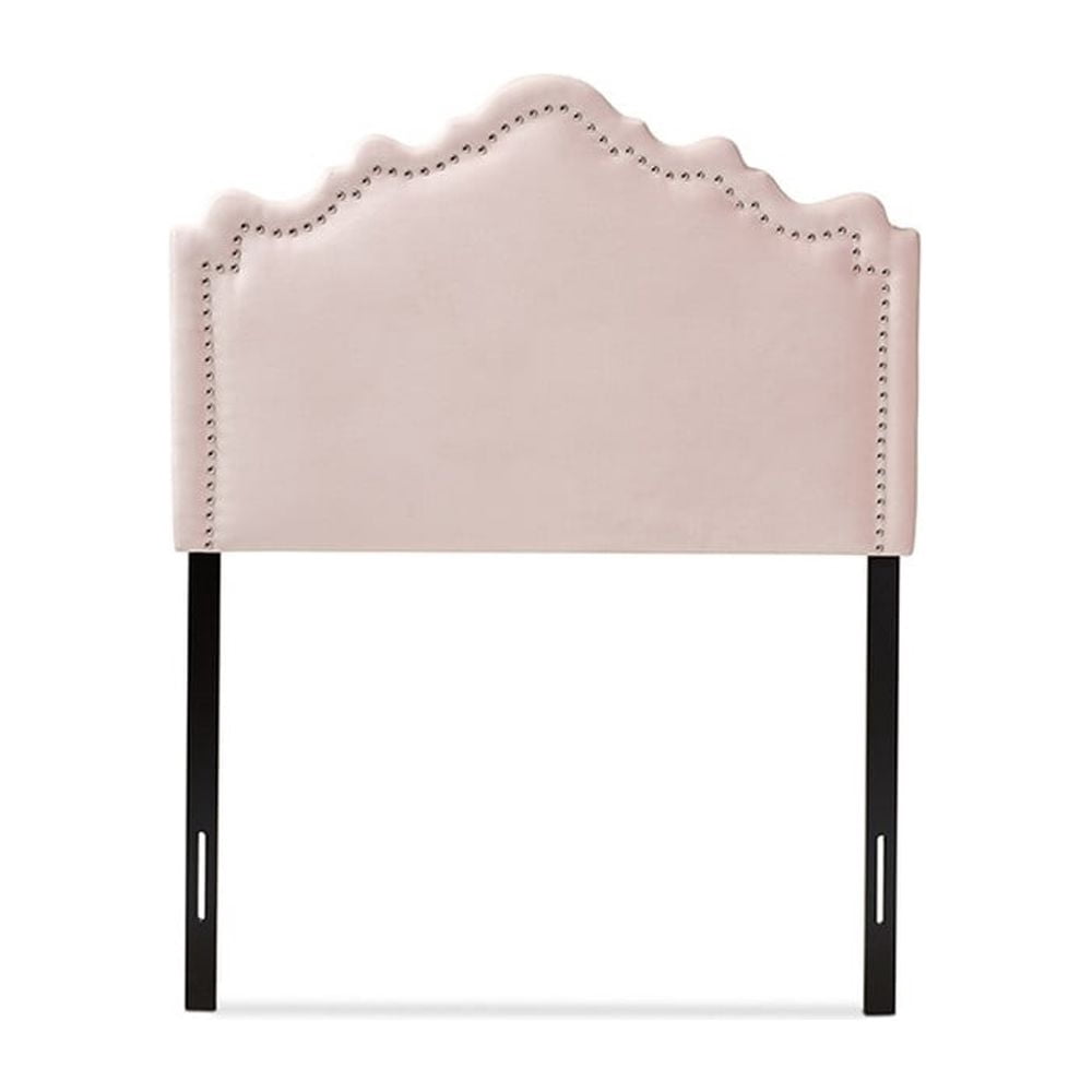 Baxton Studio Nadeen Contemporary Velvet Twin Headboard in Light Pink