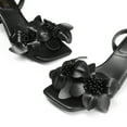 thumbnail image 3 of BURUDANI Women's Heels Square Toe Slingback Low Kitten Heels Sandals Flower Wedding, 3 of 5