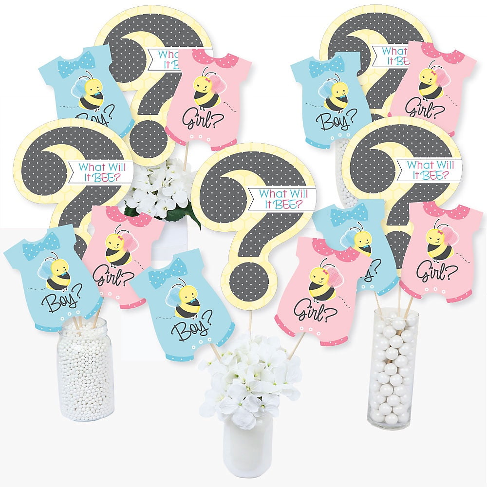 What Will It BEE? - Gender Reveal Centerpiece Sticks - Table Toppers - Set of 15