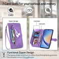 thumbnail image 3 of SYITOOCK Phone Case for Samsung Galaxy A35 5G, Shockproof PU Leather Wallet Case with Card Slots Anti-Scratch Stand Magnetic Flip Zipper Pocket Cover for Samsung Galaxy A35 5G, Purple, 3 of 4