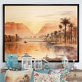 thumbnail image 2 of Designart "River Journey Ancient Egyptian Landscape" Extra Large Landscapes Framed Wall Art - Traditional Beige Egypt Entryway Framed Wall Art, 2 of 7