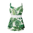 thumbnail image 4 of Usmixi Womens Tank Tops Beach Fashion Empire Waist Button up Lace Ruffle Hem Strap Camisole Tops Summer Trendy Leaves Print V-Neck Sleeveless Shirts Blouse Green m, 4 of 6