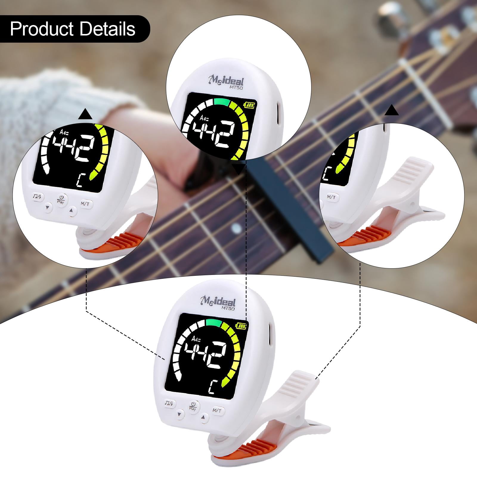 Guitar Tuner Display Screen Rotatable Clip Portable ABS for Violin Ukulele Guitar Players and Students