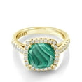 thumbnail image 2 of Gem Stone King 3.50 Ct Green Malachite White Created Sapphire 18K Yellow Gold Plated Silver Ring, 2 of 6