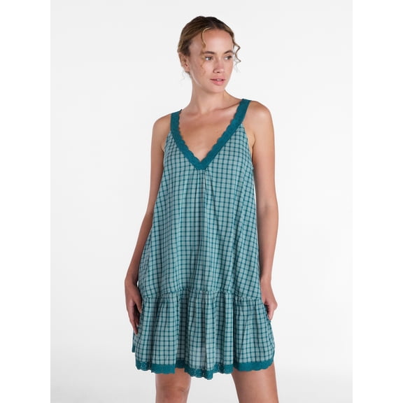 Joyspun Women’s V-Neck Woven Sleep Chemise, Sizes XS-3X
