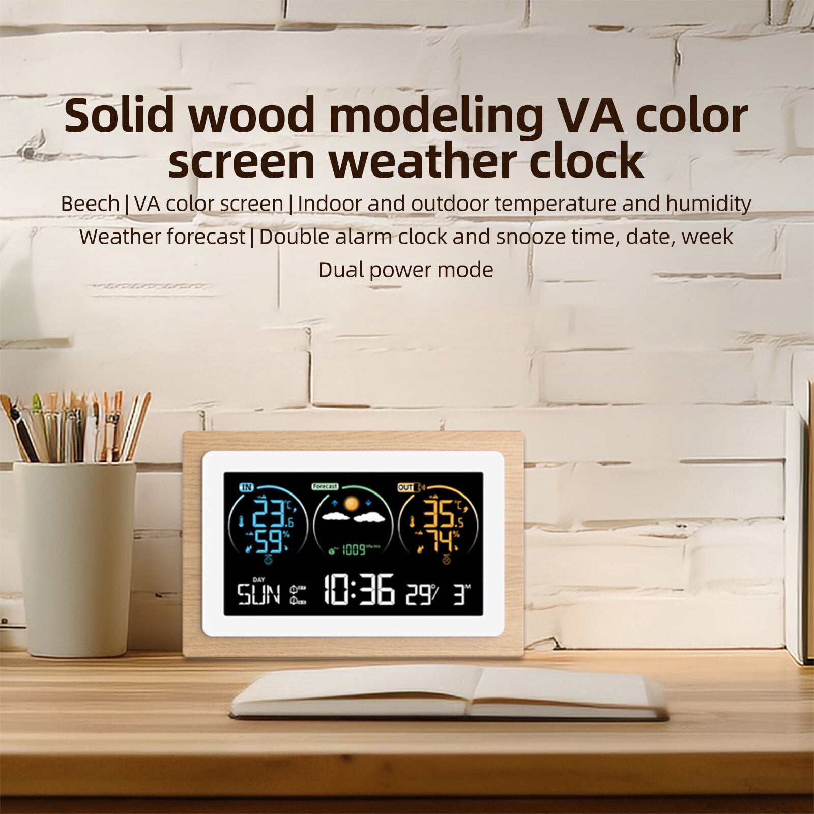 Leyfeng Weather Station Indoor Outdoor Thermometer Wireless LCD Color Display USB Rechargeable Digital Temperature