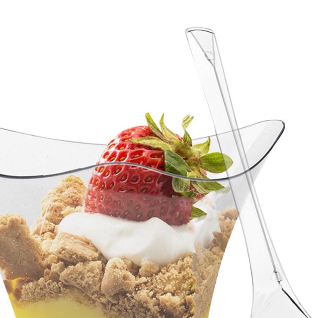 50 Uds. Taza transparente para decoración de cocina, taza para pastel con juego de cuchara para helado de gelatina y Mousse Likrtyny Libre de BPA