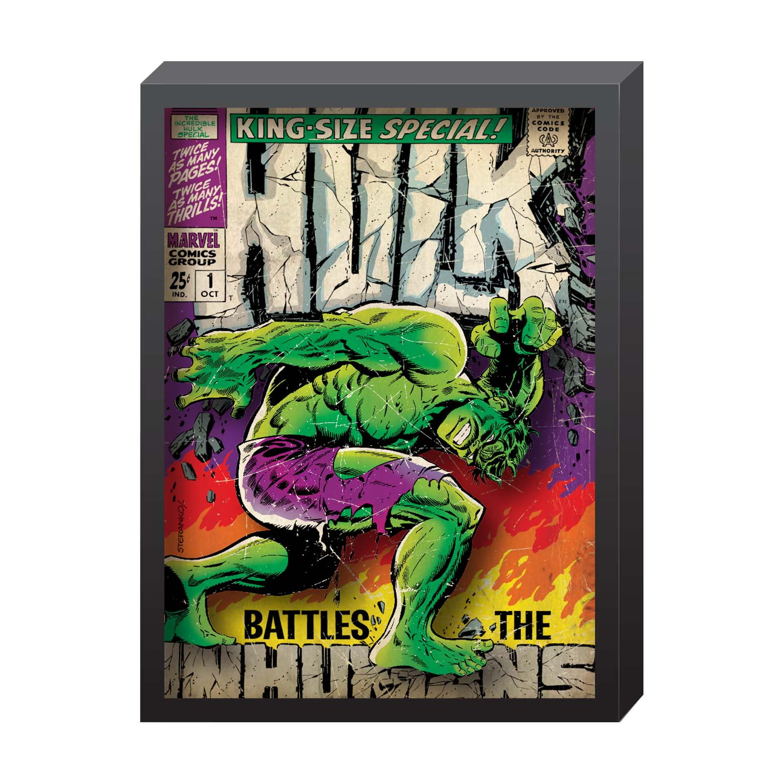 Great The Incredible Hulk Glass 1" Logo Marble With Stand 