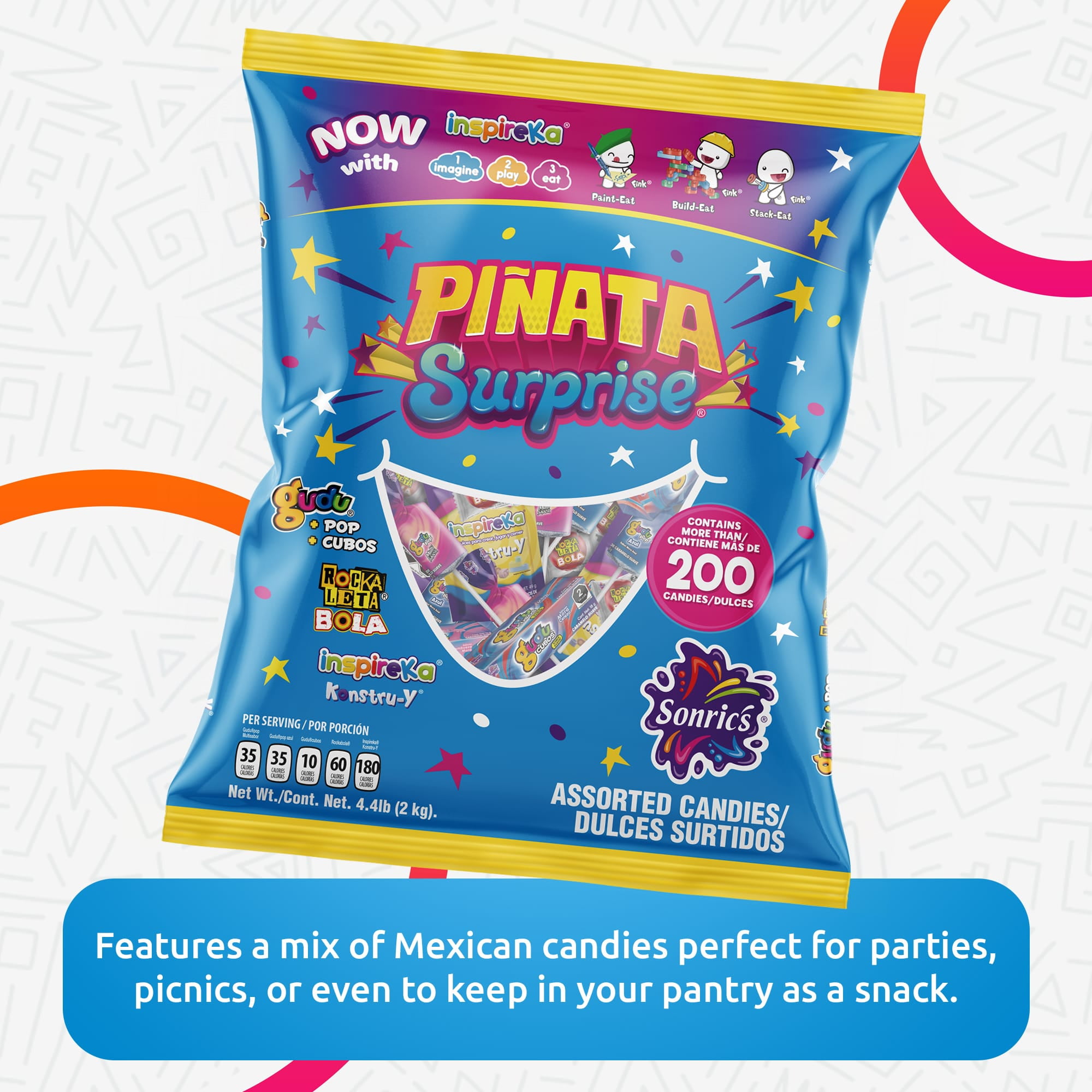 Sonric's Pinata Surprise Candy Mix, Classic Mexican Candy Assortment, 4 lb Bag