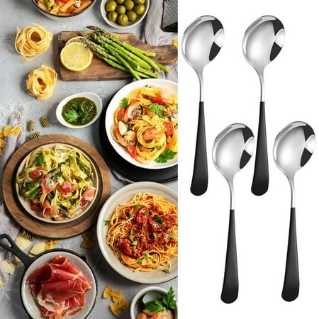 

Zhiui Tableware Storage Holders Kitchen Round Spoon 304 Stainless Spoon Fork Household Cute Small Soup Spoon Thick Round Bottom Eating Spoon Tableware Set Clearance