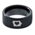 thumbnail image 2 of Tungsten Iowa Hawkeye State Heart Band Ring 9mm Men Women Comfort Fit Black Flat Cut Brushed Polished, 2 of 4