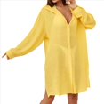 thumbnail image 3 of Cárdigan de Color Liso para Mujer, para Playa, Vacaciones, Informal, para Bikini, Traje de Baño, Protección Solar Amarillo un Tamaño, 3 of 8