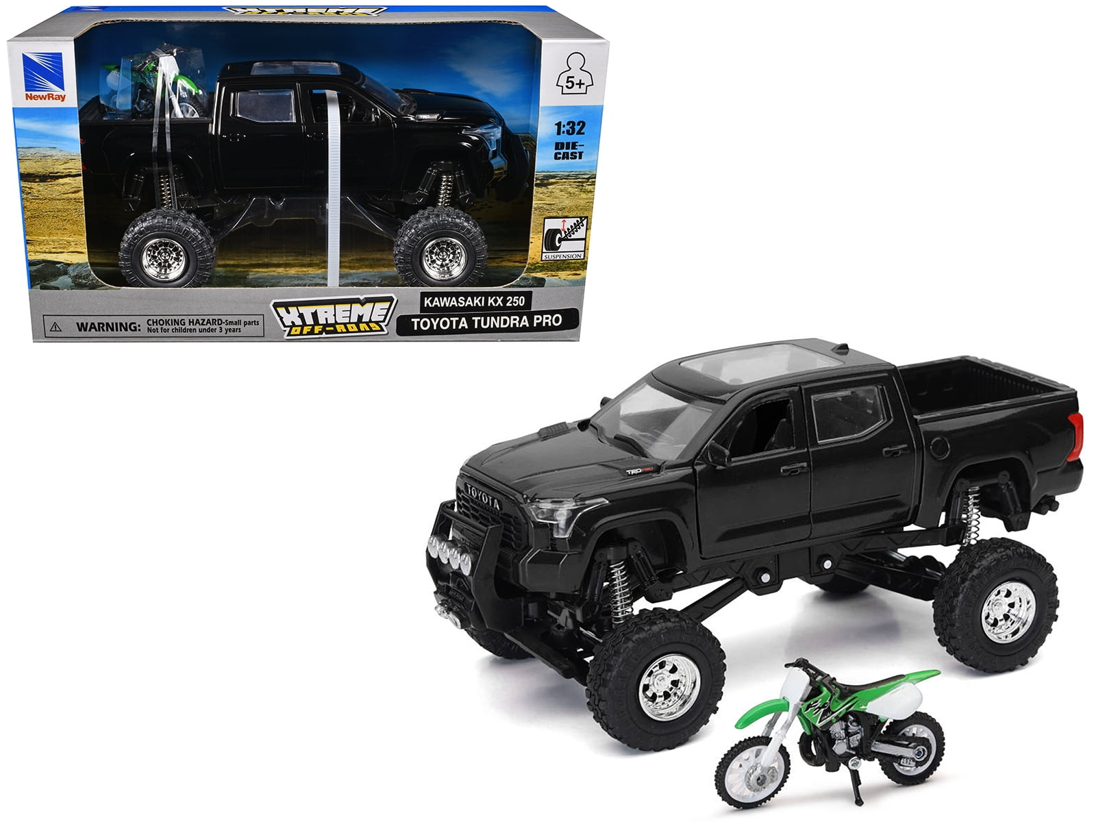 NEW RAY TOYS Toyota Tundra Off Road Pick Up w/ Kawasaki Dirt Bike