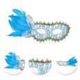 thumbnail image 3 of Unique Bargains 1 Pc Side Feather Masquerade Princess Half Face Party Mask for Masquerade Party Blue, 3 of 5