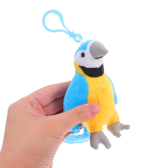 WEUVEB Realistic Blue Parrot Plush Keychain Soft Bird Pendant for Bags