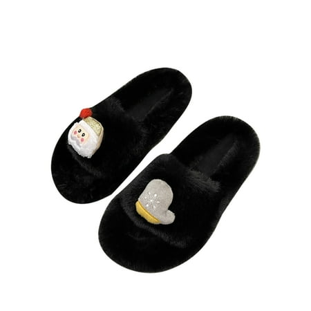 

Tenmix Women s Breathable Fuzzy Slippers Bedroom Open Toe Fluffy Slides Winter Cozy Slide Sandals Black 5.5