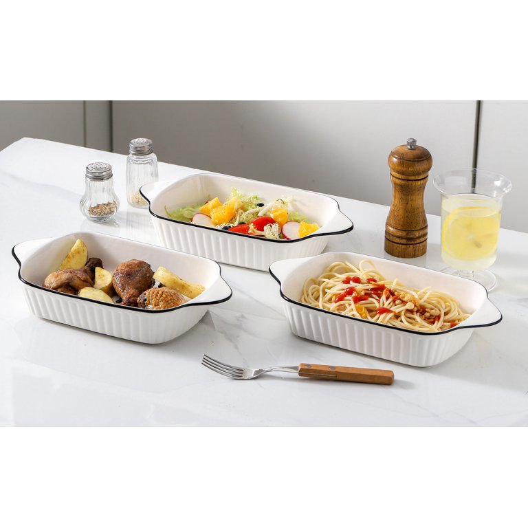 YMASINS 3-Piece Ceramic Baking Dish Set - Rectangular Lasagna Pans With Handles, Oven Safe 6 thumbnail image