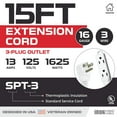 thumbnail image 2 of Iron Forge Cable 15 ft Flat Plug White Extension Cord with 3 Outlets - 16/3 SJTW 3 Prong Flat Plug Power Bar Indoor Extension Cord with Multiple Outlets, 2 of 7