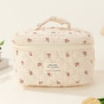 thumbnail image 4 of Homerr Trousse de Maquillage à Imprimé Floral en Coton, Grande Capacité, Fermeture Éclair, Poignée Douce, 4 of 7