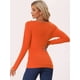 thumbnail image 4 of Top Acanalado Con Botones Y Mangas Largas Con Cuello Vuelto Para Mujer Naranja S, 4 of 5