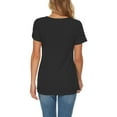 thumbnail image 3 of LoyisViDion Women'S Summer Fashion Tops Knit Short Sleeve Tunic Top V-Neck Loose Shirt Black 6(M), 3 of 7